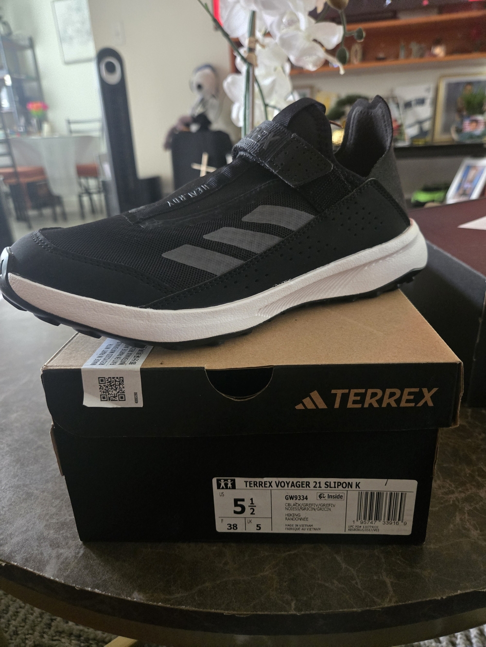 adidas Terrex Black and White Slip-On Trail Sneaker